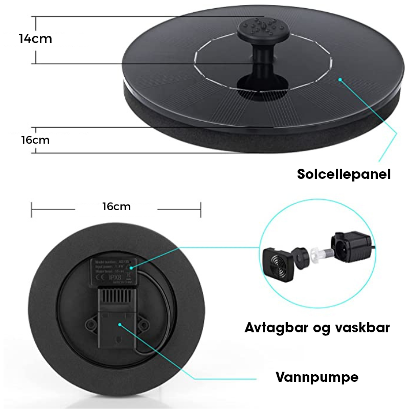 AquaGARDEN™ - Solcelledrevet fontene - NordKlover